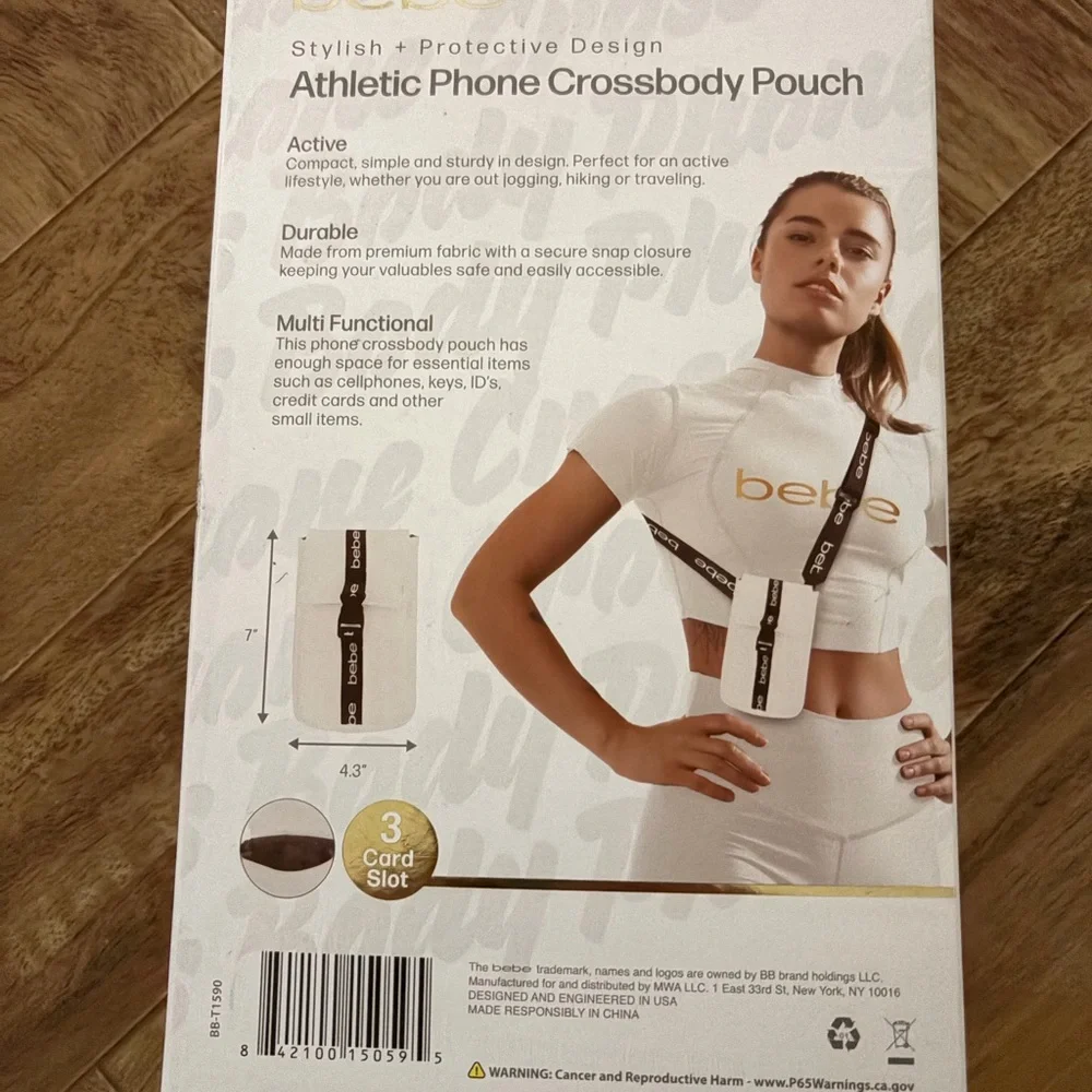 Bebe White Phone Crossbody with Black Strap